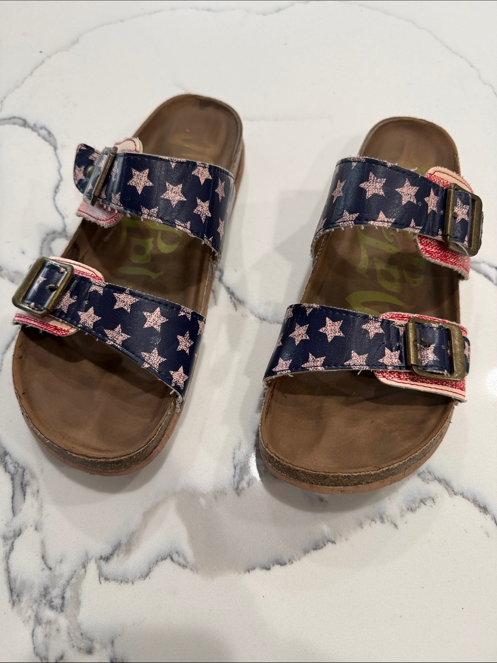 Women’s Navy Star Double-Buckle Sandals